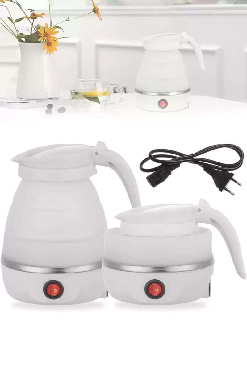 Silikon Katlanır Elektrikli Kahve Çay Su Isıtıcı Kettle Taşınabilir Seyahat Piknik Demlik 600ml.