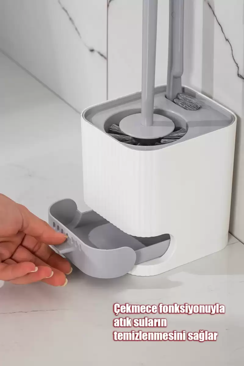 Hazneli Klozet Fırçası Banyo Tuvalet Wc Temizleme Fırçası 2li Temizlik Fırçası Hazneli Su Akıtmaz