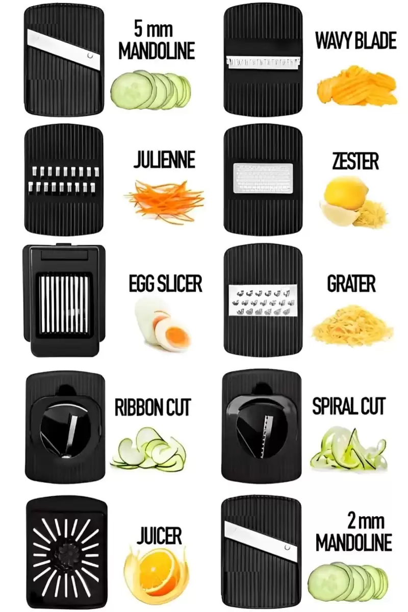 Vegetable Mandolin Pro Sebze Soğan Limon Yumurta Dilimleyici Jülyen Spiral Kesici Cips Kesim Rende
