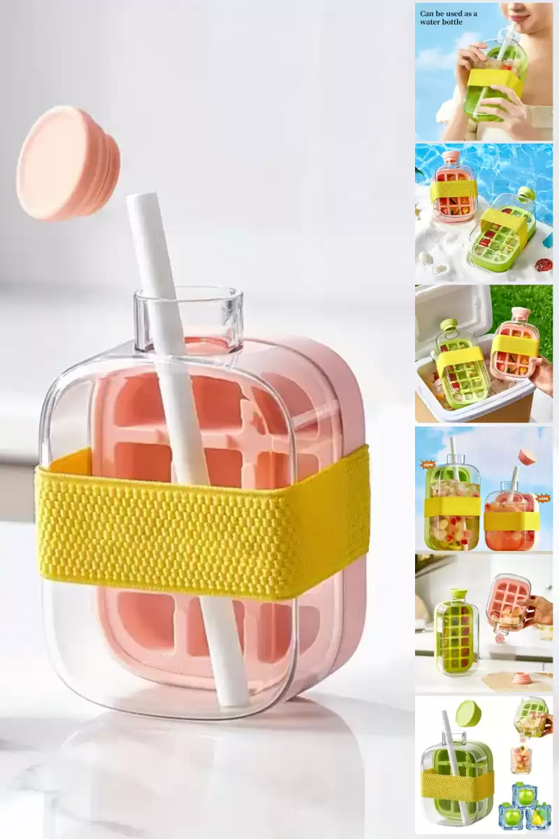 Yeni Nesil Pipetli Buz Kalıbı Matara Buz Kalıbı Retro Su Şişesi Kapaklı Taşınabilir Buz Küpü 500ml