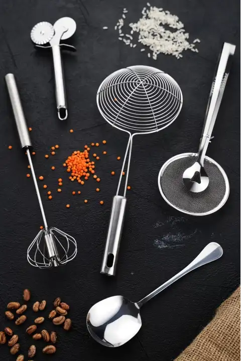 Yağ Çörek Maşası 2 Başlı Pizza Kesici Basmalı Çelik Çırpıcı Mikser Metal Kevgir Kepçe Servis Kaşığı