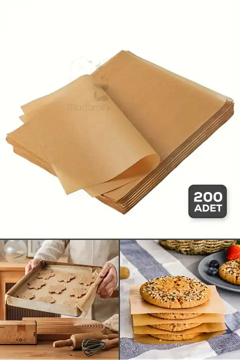 200lü Yağlı Pişirme Kağıdı Fırınlanabilir Kendinden Yağlı Fırın Kağıdı Airfryer Kağıdı 30X40