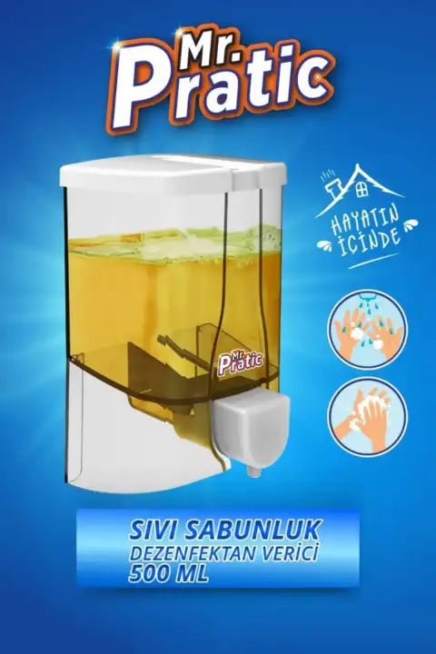 Duvara Monte Edilbilir Sıvı Sabunluk Dispanseri Mutfak Banyo Sıvı Sabunluk 500 ml.