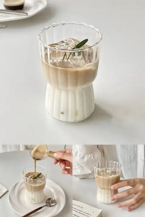 İskandinav Midi Vintage Burgulu Tarz Bardak Kahve Sunum Isıya Dayanıklı Cam Bardağı 380 ml.