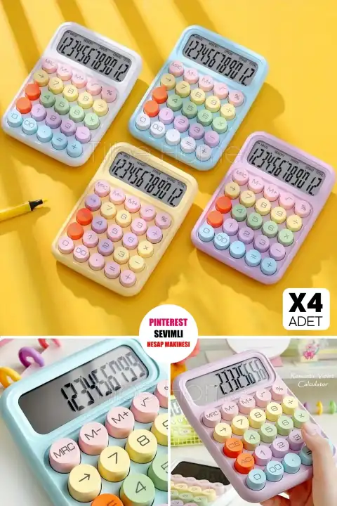 2li Yeni Nesil Hesap Makinesi Renkli Tasarım Soft Mavi Renkli Okul İş Ofis 12 Haneli LED Ekranlı Q6