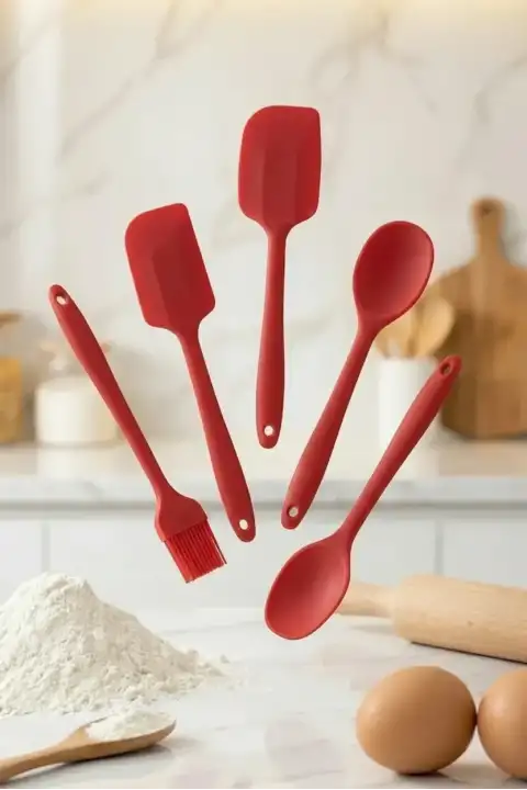 5’li Silikon Mutfak Gereçleri Seti – Isıya Dayanıklı, Şık ve Modern Tasarım