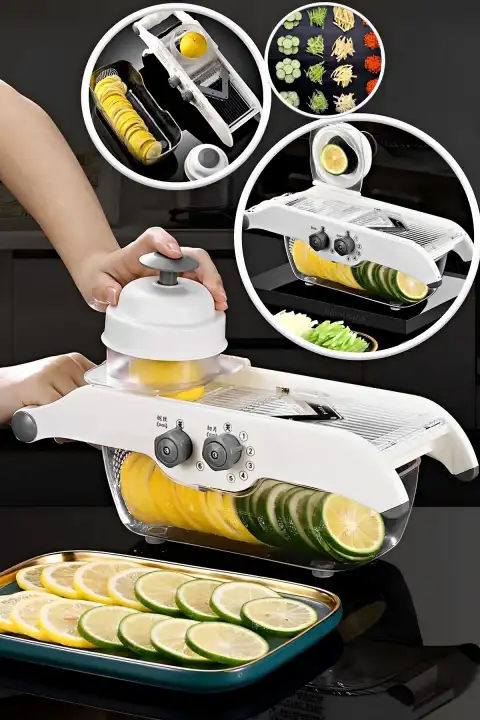 Hazneli 6+5 Ayarlı Limon Rende Fonksiyonlu Sebze Parmak Patates Kesici Rende Julyen Cips Dilimleme