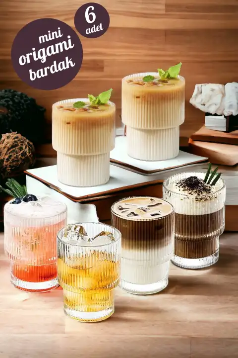 6lı Mini Origami Stil Cam Bardak Pinteres Latte Espresso Isıya Dayanıklı Kahve Yanı Sunum Bardağı