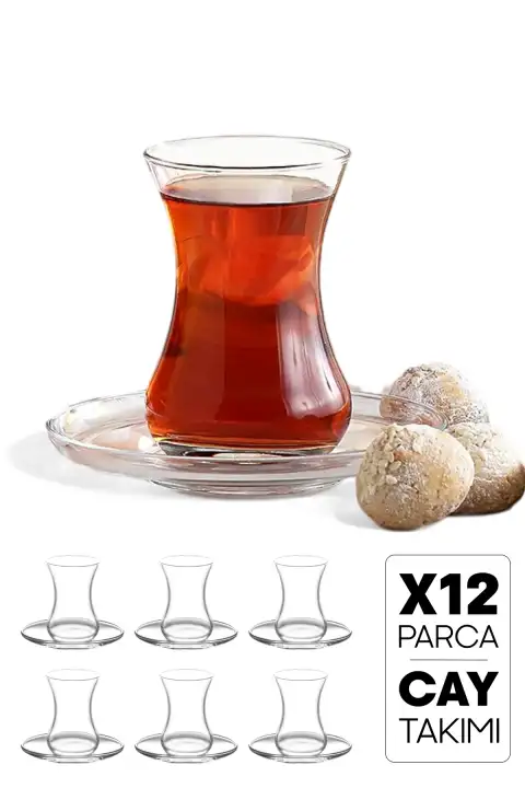 12 Parça Çay Seti Çay Bardağı ve Çay Tabağı Takımı 135 cc Çay Bardak ve Çay Bardak Seti