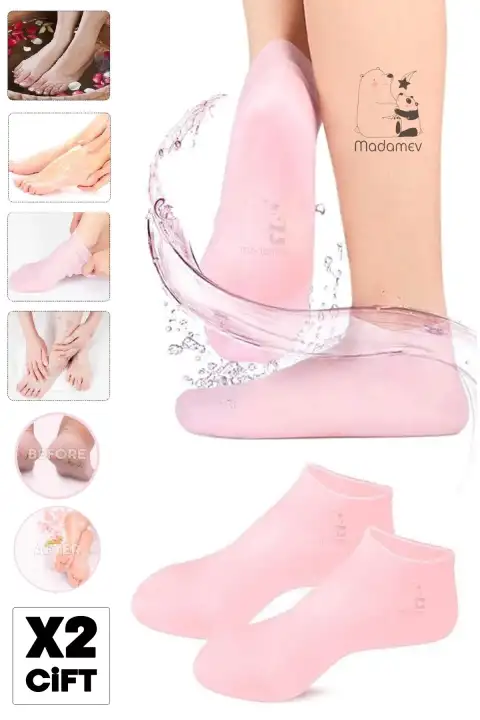 2 Çift Silikon Ayak Bakım Çorabı Nemlendirici Jel Çorap Yumuşak Kadın Ayak Çatlak Önleyici Çorap
