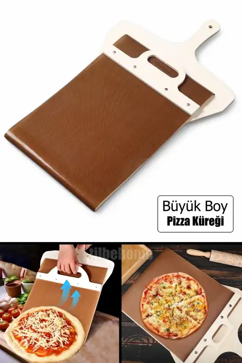 Büyük Boy Sürgülü Pizza Küreği Kaydırılabilir Ahşap Pasta Ekmek Fırın Pide Küreği Yapışmaz Kürek