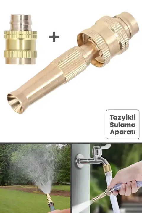 Pirinç Musluk Ucu ve Hortum Tazyik Bağlantı Aparatı | Tazyikli Sulama ve Araç Yıkama Başlığı