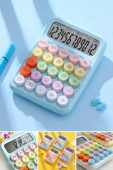 Yeni Nesil Hesap Makinesi Renkli Tasarım - Soft Mavi Renkli Okul İş Ofis 12 Haneli LED Ekranlı Q6