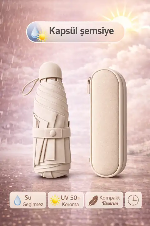 Kapsül Şemsiye Şemsiye Taşınır Manuel Mini Boy Kadın Güneş Şemsiyesi Renk12