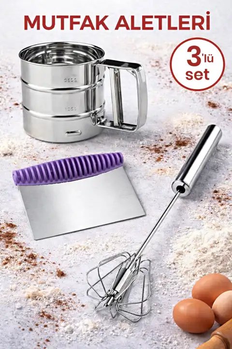 Un Eleği Kakao Elek Çelik Yumurta Çırpıcı Mikser Karıştırıcı Hamur Şekillendirici Kesici Spatula