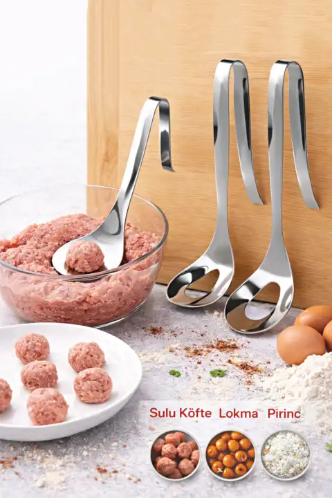 Lokma Kaşığı Paslanmaz Çelik Köfte Kaşığı Sulu Köfte Lokma Pirinç Top Köfte Yapma Kaşık