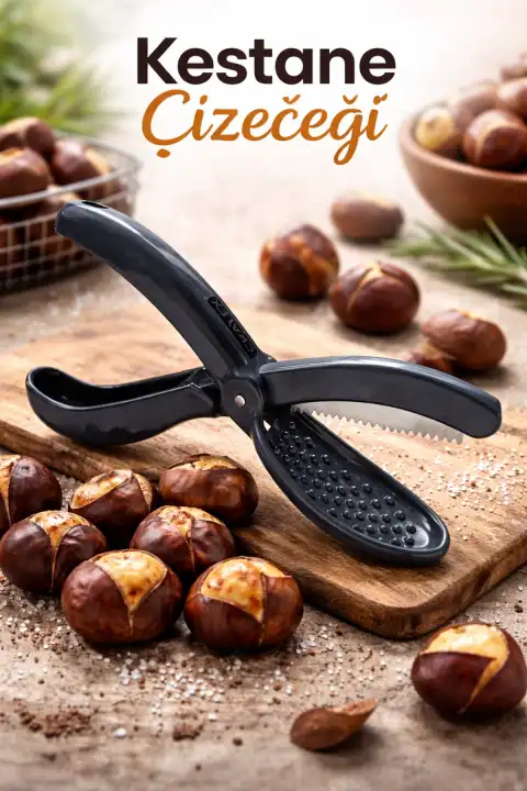Metal Bıçaklı Kestane Çizeceği Sert Plastik Gövdeli Pratik Kestane Çizme Aparatı