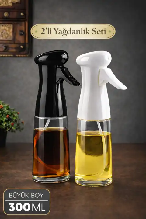 Büyük Boy Sprey Yağdanlık Airfryer Püskürtmeli Cam Şişe Ayçiçek Zeytinyağı 300ml Karışık