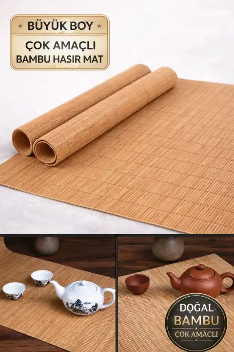 Bambu Hasır Banyo Matı Kaydırmaz Çamaşır Makine Örtüsü Mutfak Naturel Bulaşık Matı Su Geçirmez