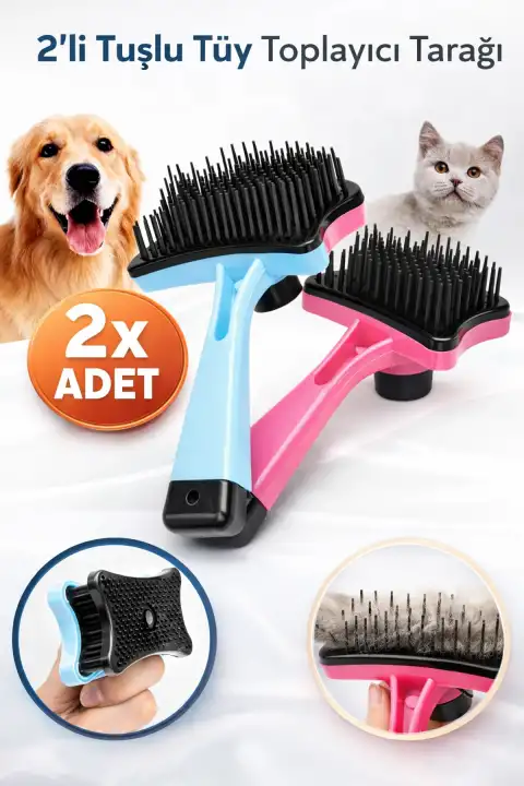 2li Evcil Hayvan Kedi Köpek Tarağı Tüy Toplayıcı Fırça Tarak Tımar Etme Kaşıma Tarağı