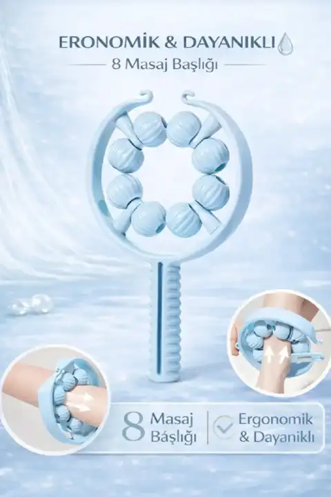 Kas Gevşetici Masaj Aleti 9 Tekerlekli Lenf Drenaj Rulosu El Tipi Ayarlanabilir Bacak Kol Gevşetici