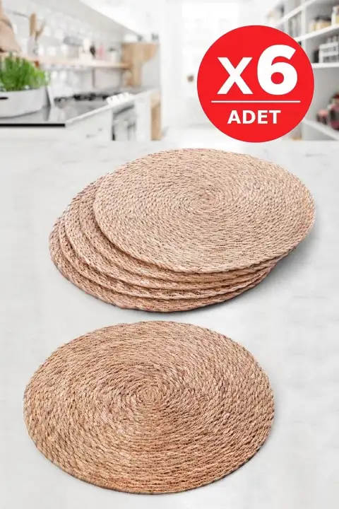 6lı Bambu Rattan El Yapımı Amerikan Servis Hasır Supla Masa Sofra Düzenleyici Tabak Altlığı