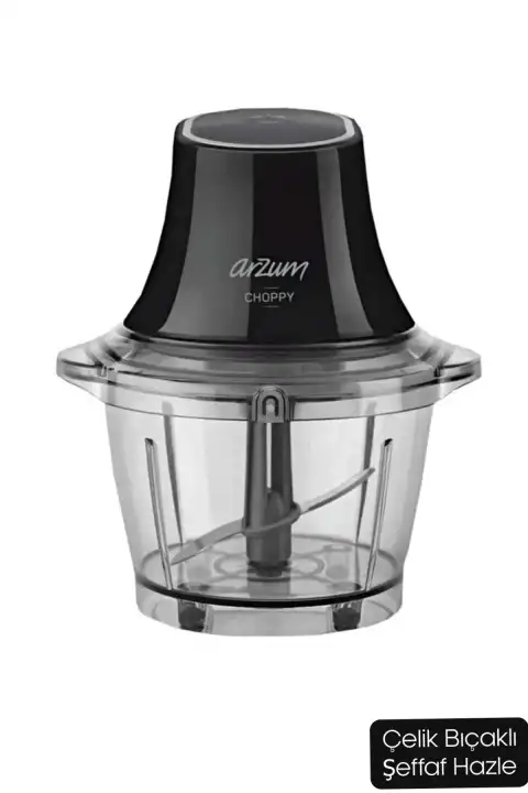 Arzum Ar1133 Choppy Pratik Mutfak Doğrayıcı 600 W 1 lt Şeffaf Hazne Kaydırmaz Taban Siyah Renkli