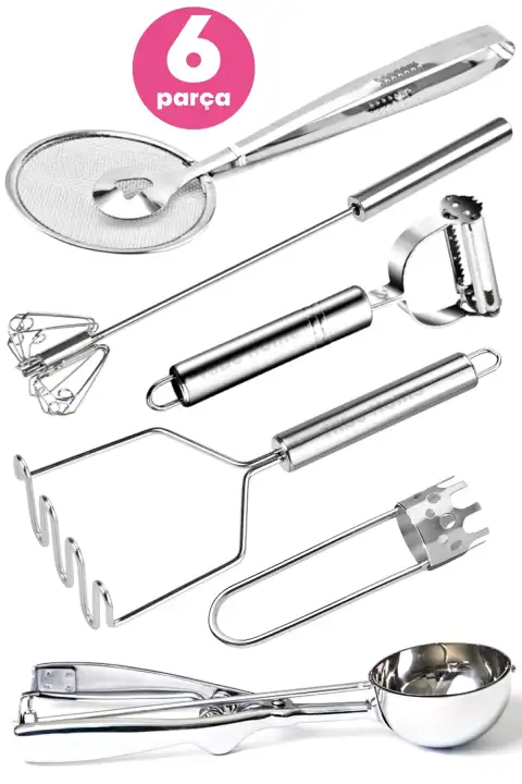 Dondurma Kaşığı Dolma Biber Oyacağı Çörek Yağ Maşası Yumurta Çırpıcı Patates Ezici Soyacak Seti