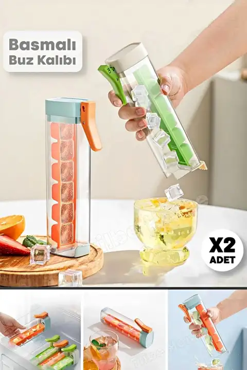 2 Adet Basmalı 6 Bölmeli Kare Buz Kalıbı Taşınabilir Buz Küpü Kalıbı Kare Buzluk Kokteyl Buz Kalıbı