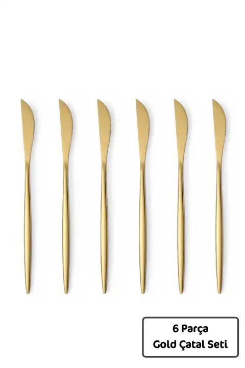 Lüx 6 Parça Gold Bıçak Seti Paslanmaz Çelik Çeyiz Bıçak Takımı Parlak Pürüzsüz Gold Series
