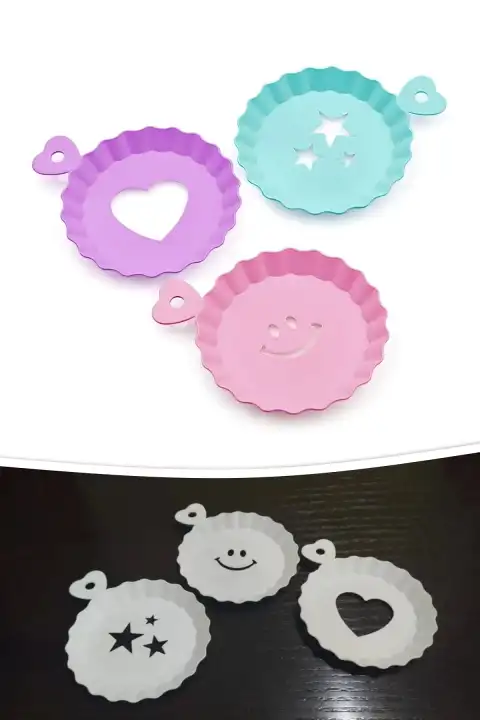 3lü Tatlı Süsleme Aparatı Güleryüz Kalp Yıldız Kahve Süsleme Aparatları