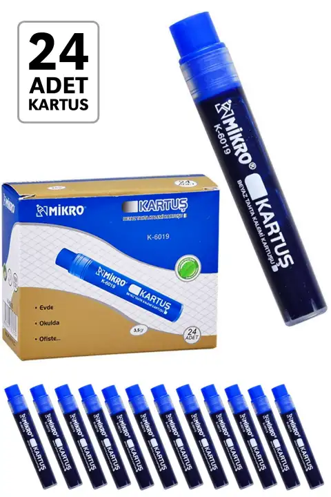 Mikro K-6019 Beyaz Tahta Kalemi Refili Mavi Kartuşlu Uzun Ömürlü Keskin Yazım Performansı