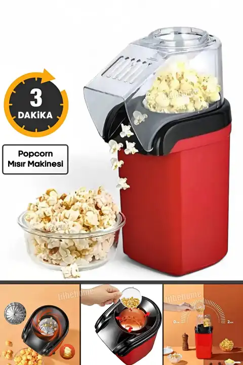 Popcorn Mısır Makinesi Yağsız Mısır Patlatma Makinası 1200W Elektrikli Sıcak Havalı Mısır Makinesi