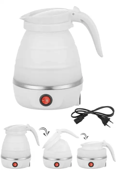 Silikon Katlanır Elektrikli Kahve Çay Su Isıtıcı Kettle Taşınabilir Seyahat Piknik Demlik 600ml.