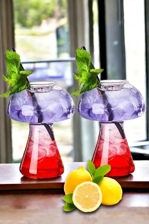 2li Pipetli Mantar Kokteyl Soğuk Sıcak Kahve Sunum Bardağı Isıya Dayanıklı Borosilikat Cam Bardak