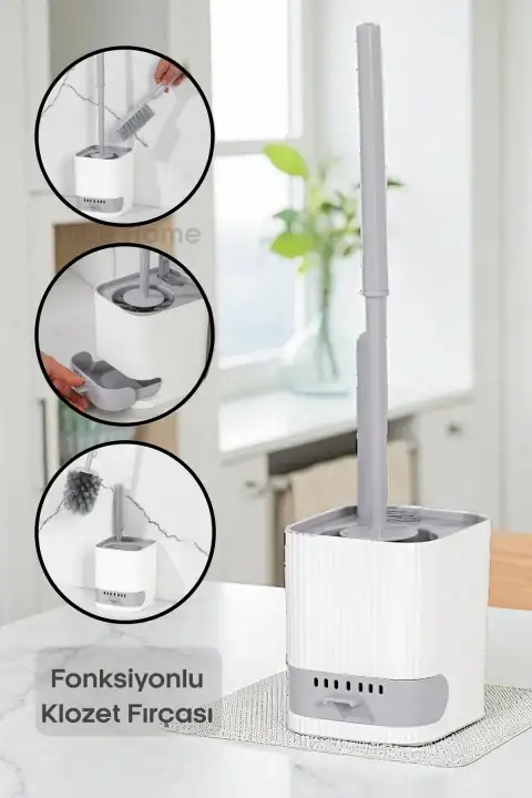 Hazneli Klozet Fırçası Banyo Tuvalet Wc Temizleme Fırçası 2li Temizlik Fırçası Hazneli Su Akıtmaz