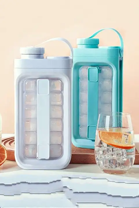 Taşınabilir Buz Küpü Kalıbı İçecek Şişesi Katlanır Pratik Buz Küpü Kalıbı Maker Su Şişesi Buzluk