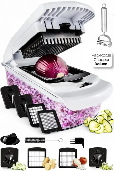 Vegetable Chopper Deluxe Rende Sebze Soğan Küp Doğrayıcı Dilimleyici Spiral Kesici Dicer Rende Seti