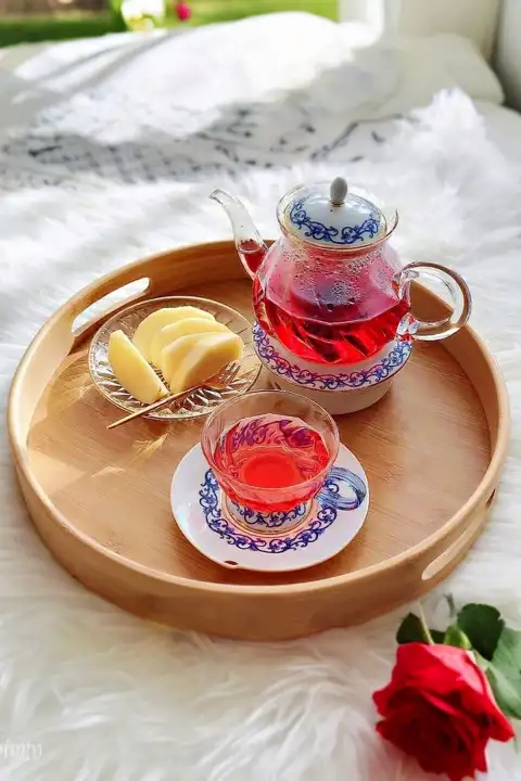 Yuvarlak Bambu Tepsi Büyük Boy Kahvaltı Çay Servis Sunum Tepsisi Kulplu Darke Kitchen Tepsi