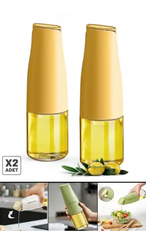 2li Fonksiyonlu Cam Yağdanlık 500ml Soft Yerçekimi Otomatik Kapak Damlatmayan Ağızlı Yağlık Sosluk