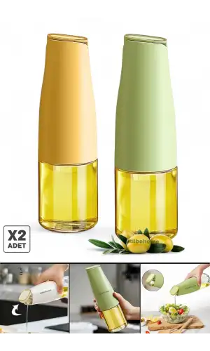 2li Fonksiyonlu Cam Yağdanlık 500ml Yerçekimi Otomatik Kapak Still Damlatmayan Ağızlı Yağlık Sosluk