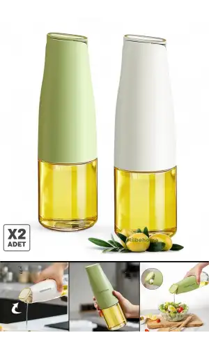 2li Fonksiyonlu Cam Yağdanlık 500ml Still Yerçekimi Otomatik Kapak Damlatmayan Ağızlı Yağlık Sosluk