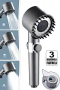 3 Fonksiyonlu Banyo Duş Başlığı Turbo Yüksek Basınçlı Masaj Duş Başlığı
