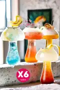6 Adet Mantar Model Kokteyl Isıya Dayanıklı Borosilikat Cam Bardak Soğuk Sıcak Kahve Sunum Bardağı - Görsel 1