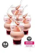 4'lü Külah Dalgalı Pipetli Cam Bardak Seti Limonata Meşrubat Kokteyl Kahve Sunum Bardağı 400 ml. - Görsel 1