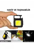USB Şarjlı El Feneri Mini LED Lamba Anahtarlık Taşınabilir 4 Fonksiyonlu Kamp Feneri Ofis Lambası