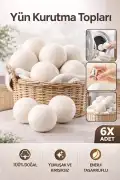 6 Adet Çamaşır Yün Kurutma Topu XXL Büyük Boy Doğal Yumuşatıcı Çamaşır Kurutma Makinesi Topları