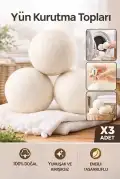 3 Adet Çamaşır Yün Kurutma Topu XXL Büyük Boy Doğal Yumuşatıcı Çamaşır Kurutma Makinesi Topları