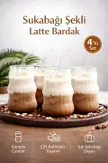 4'lü Sukabağı Latte Cam Pipetli Bardak Seti İskandinav Tarz Kahve Kokteyl Sunum Bardağı 400ml - Görsel 1