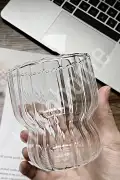 Katlı Şeritli Burgu Bardak Kahve Sunum Kokteyl Meşrubat Bardağı Origami Borosilikat Cam Bardak